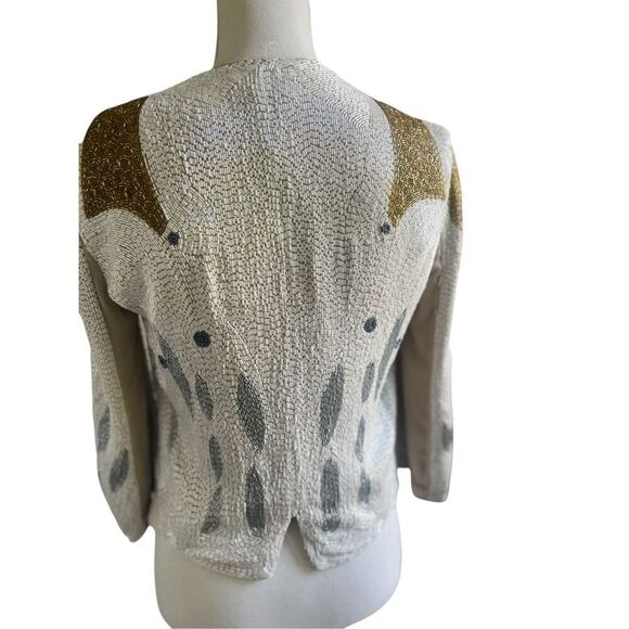 Haute Hippie (Serena Gossip Girl) Beaded Blazer Tan/ Gold XS Evening Jacket - Picture 5 of 16